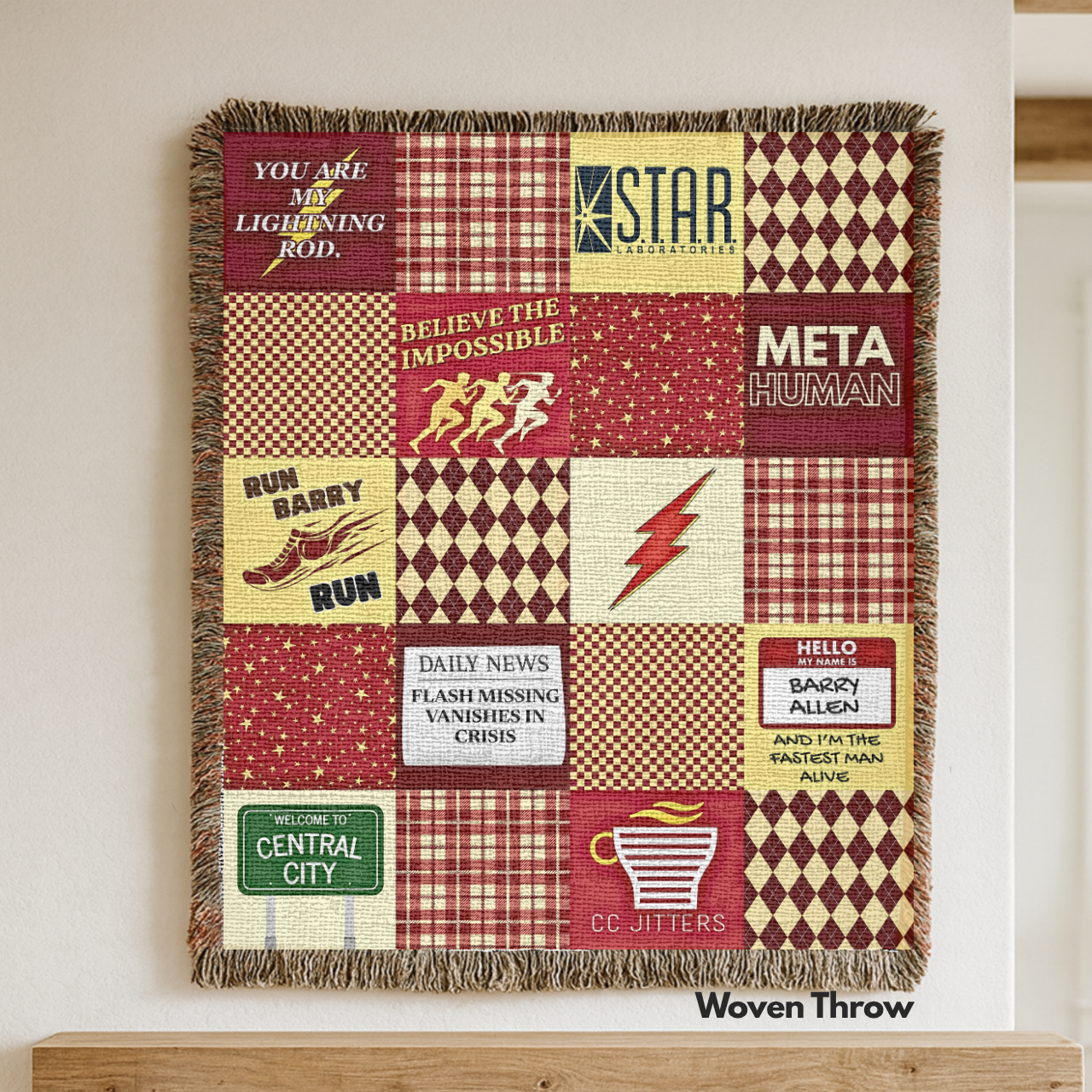 Fastest Man Alive Patchwork Throw Blanket