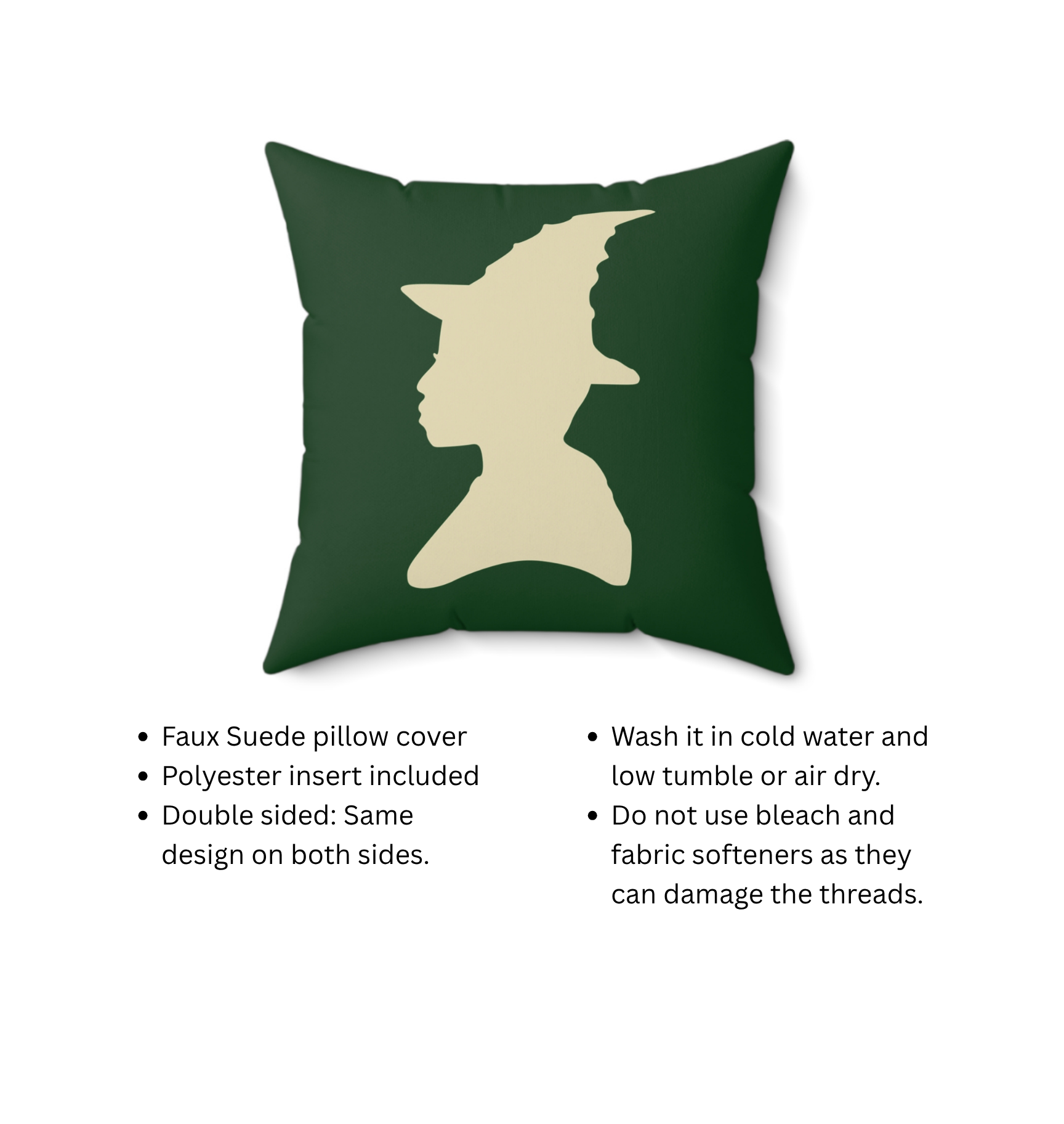 Green Witch Faux Suede Pillow