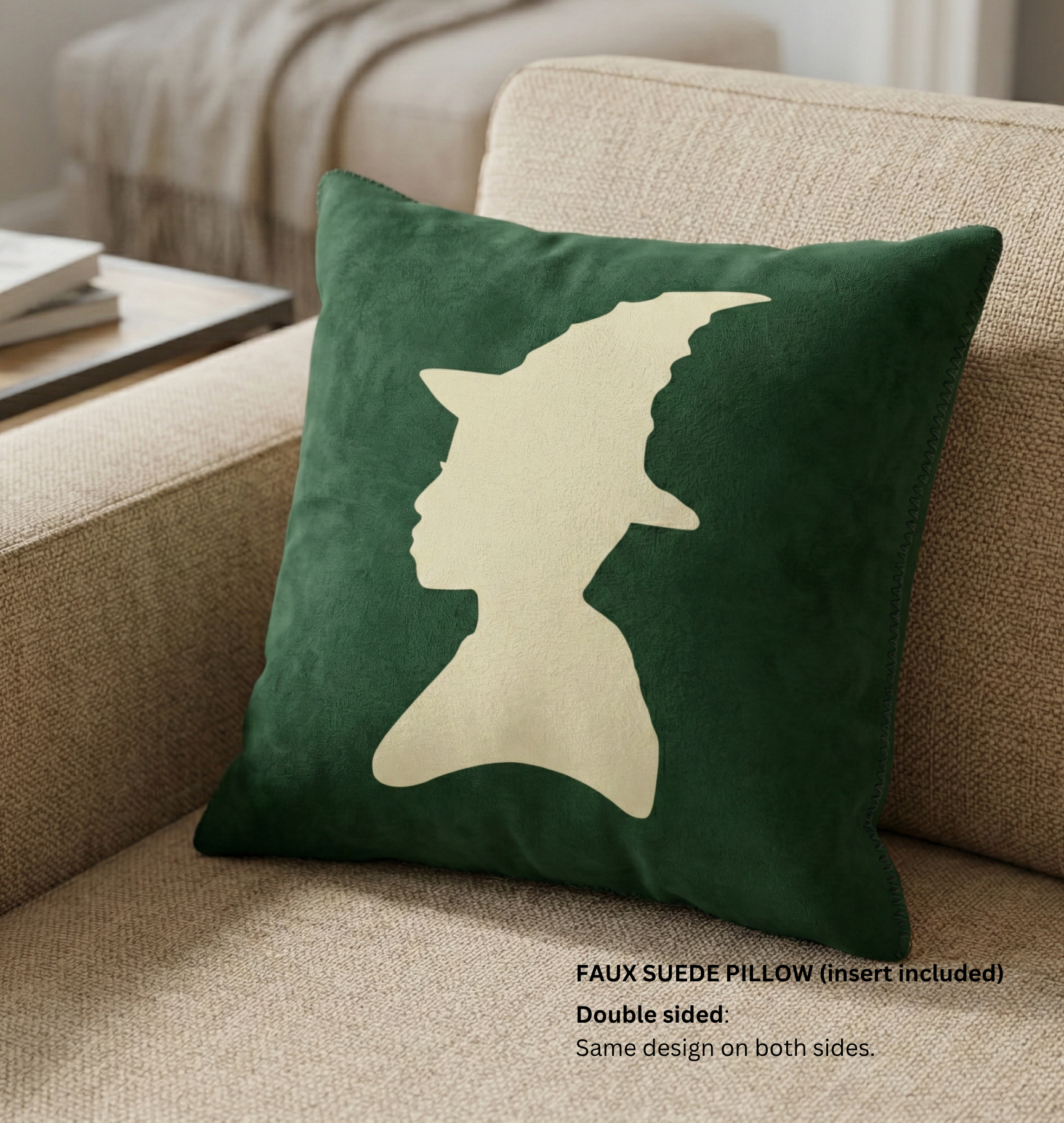 Green Witch Faux Suede Pillow