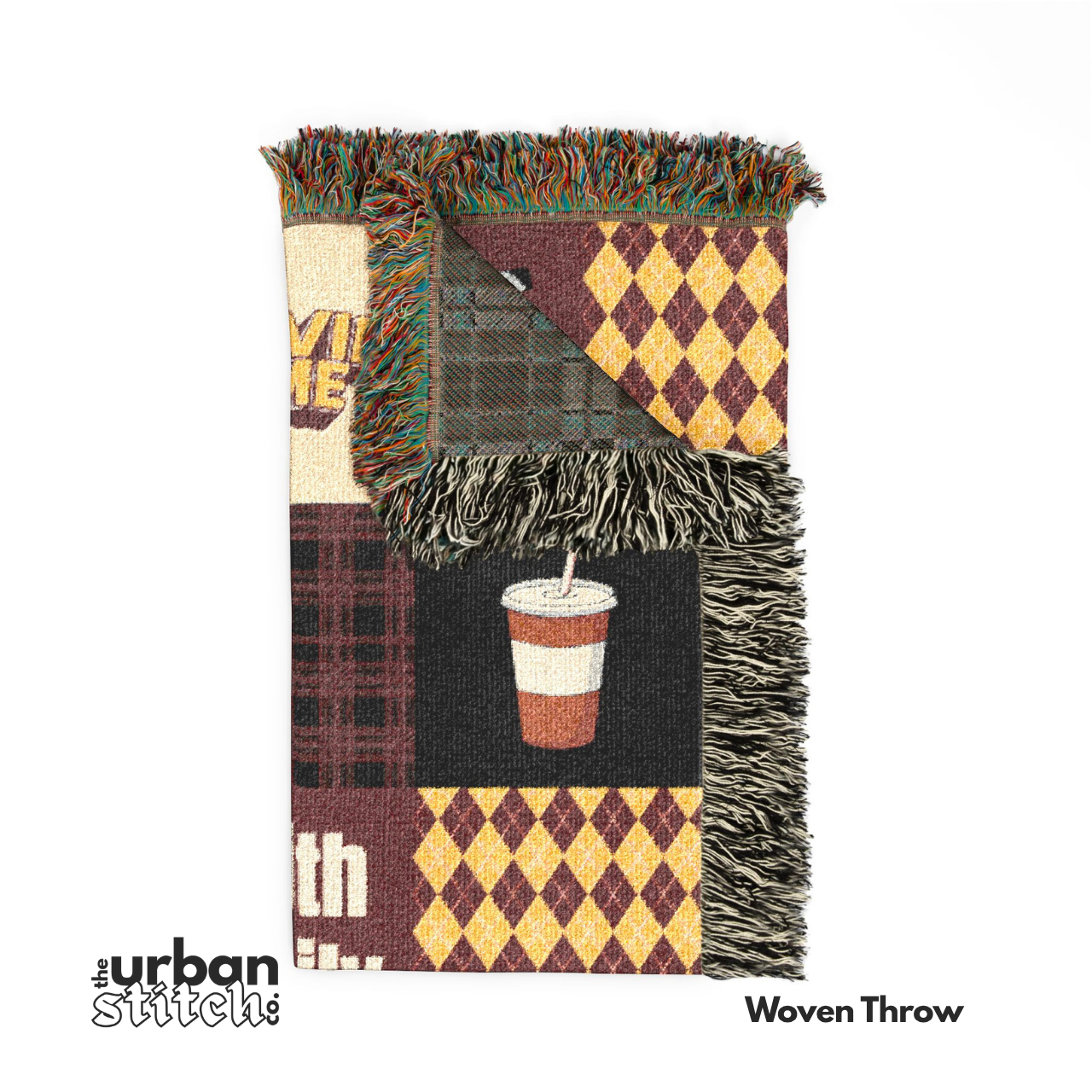 Personalized Cinema Patchwork Woven Blanket | Movie Reel, Popcorn, Tickets, Soda
