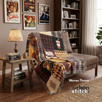 Personalized Cinema Patchwork Woven Blanket | Movie Reel, Popcorn, Tickets, Soda