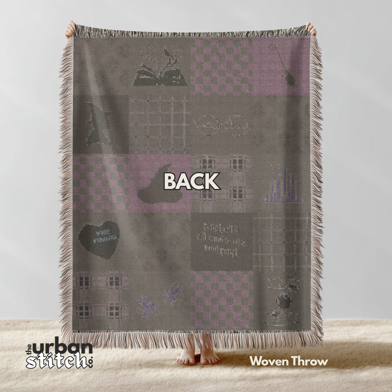 Green Witch Patchwork Throw Blanket