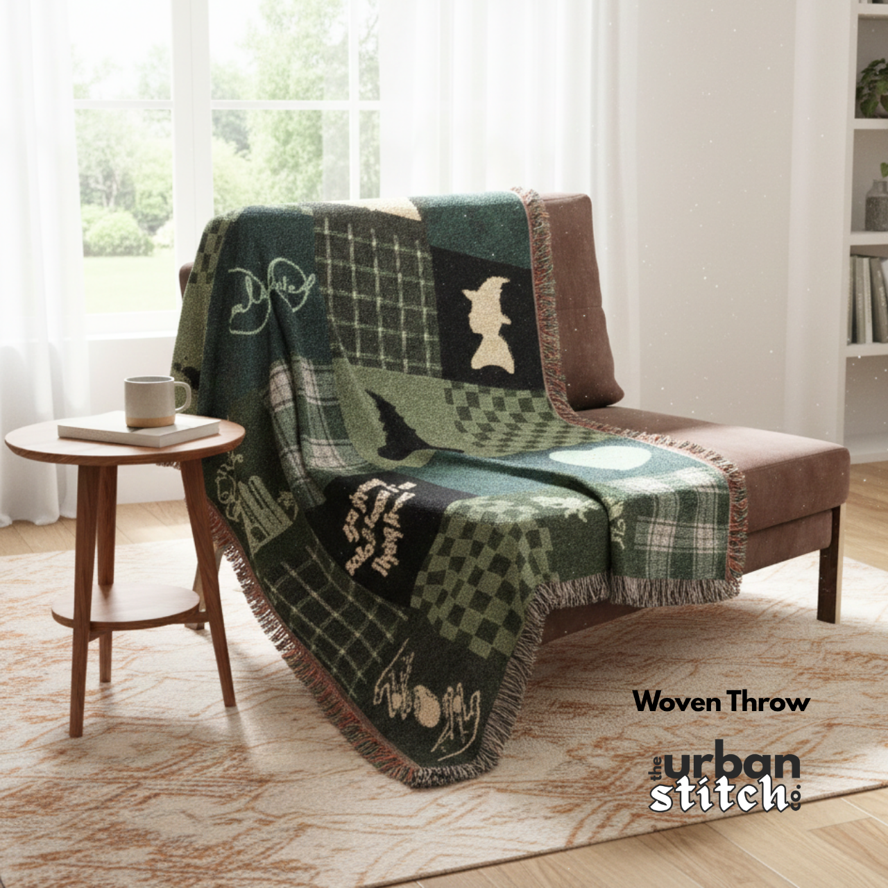 Green Witch Patchwork Throw Blanket