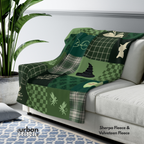 Green Witch Patchwork Throw Blanket