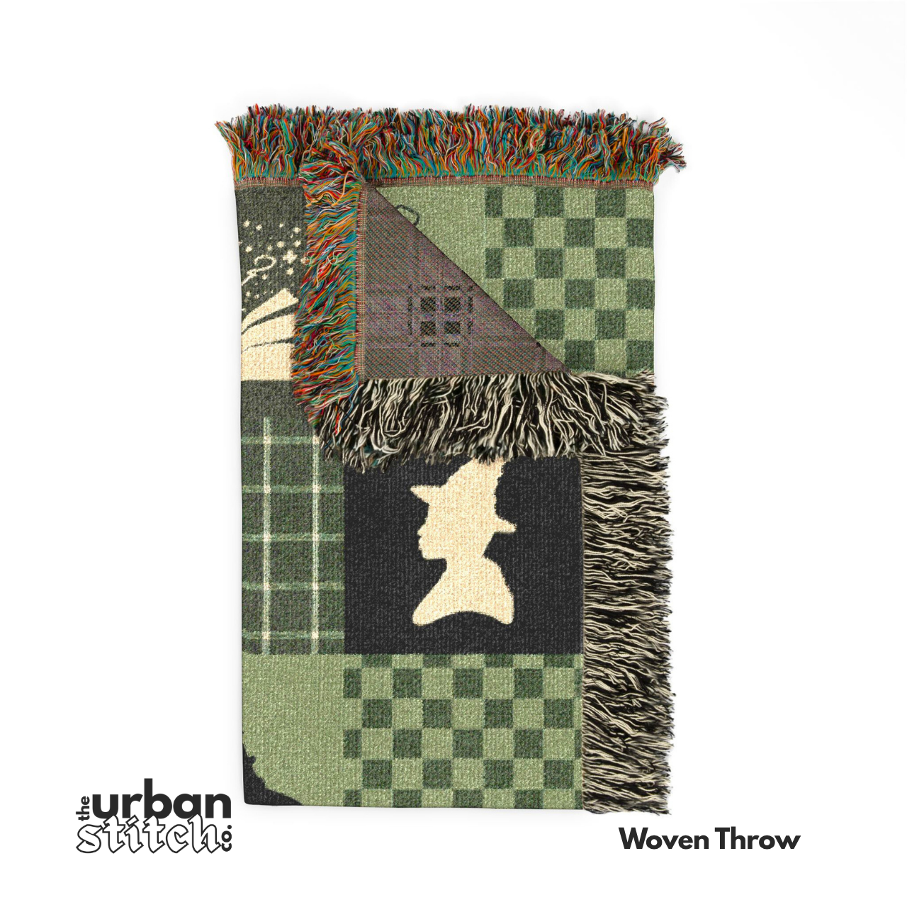 Green Witch Patchwork Throw Blanket
