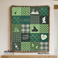 Green Witch Patchwork Throw Blanket