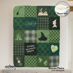 Green Witch Patchwork Throw Blanket