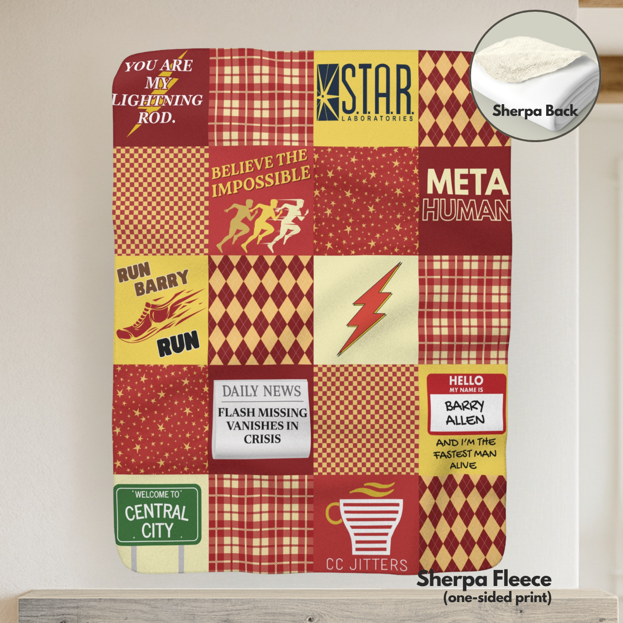 Fastest Man Alive Patchwork Throw Blanket