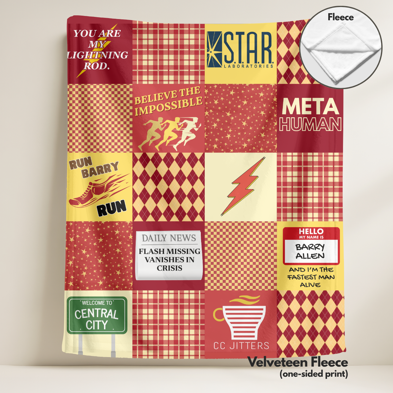 Fastest Man Alive Patchwork Throw Blanket
