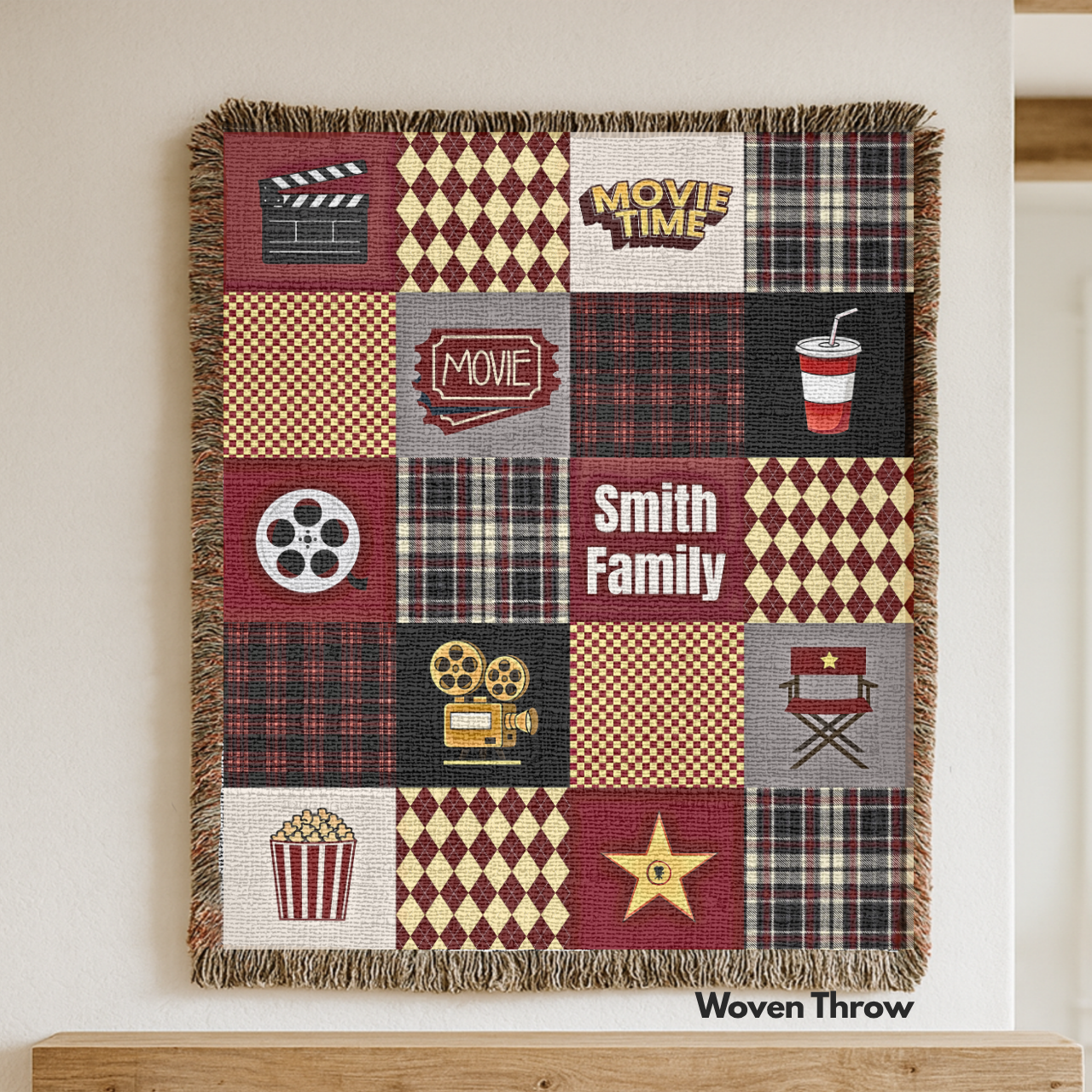 Personalized Cinema Patchwork Woven Blanket