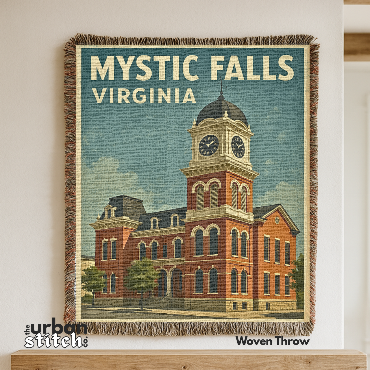 Clock Tower: Mystic Falls, Virginia Throw Blanket